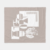 花と絵画ワイングラスの光を持つ花瓶 フリースブランケット (正面(横))