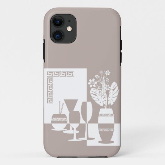 花と絵画ワイングラスの光を持つ花瓶 Case-Mate iPhoneケース (裏面)