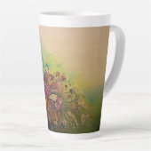 花と緑のインコ カフェラテマグ (右アングル)