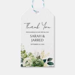 花と緑のウェディング ギフトタグ