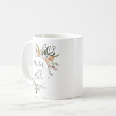 花と緑のモチーフ ママのマグカップ コーヒーマグカップ (正面左)