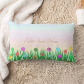 花と緑の草植物 ランバークッション (ブランケット)