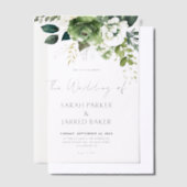 花と緑結婚の ベラム紙招待状 (オフセット)