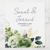 花と緑結婚の ワインラベル (シングルラベル)