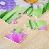 花と美しいブルーバタフライ水色 ジグソーパズル (側面)