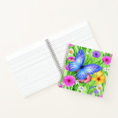 花と美しいブルーバタフライ水色 ノートブック (内部)