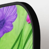 花と美しいブルーバタフライ水色 ピックルボールラケット (左詳細)