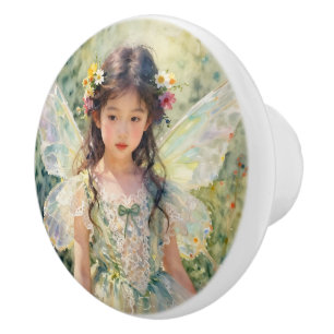 花と美しい妖精 おとぎ話 セラミックノブ