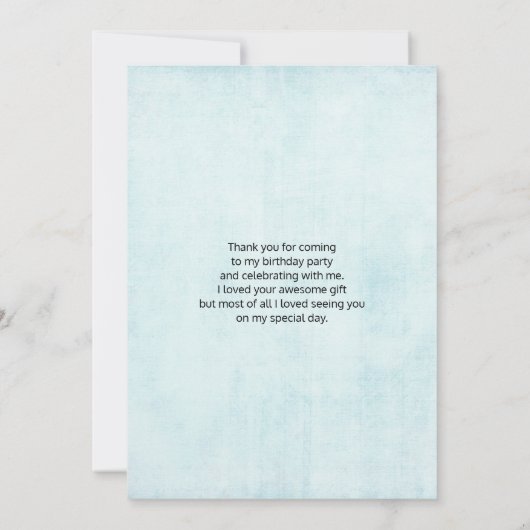 花と羽の付いたブルードリームキャッチャー サンキューカード (裏面)