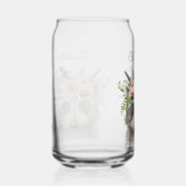 花と羽の冠を持つかわいいボホアライグマ ガラス缶 (右)