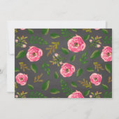 花と羽の黒板ブライダルシャワー 招待状 (裏面)