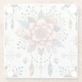 花と羽 ガラスコースター (裏面)