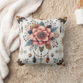花と羽 クッション (ブランケット)