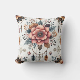 花と羽 クッション
