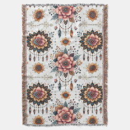 花と羽 スローブランケット