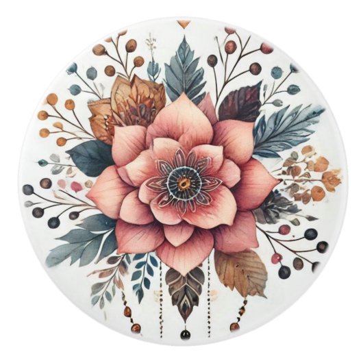 花と羽 セラミックノブ (正面)