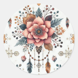 花と羽 ラウンドシール