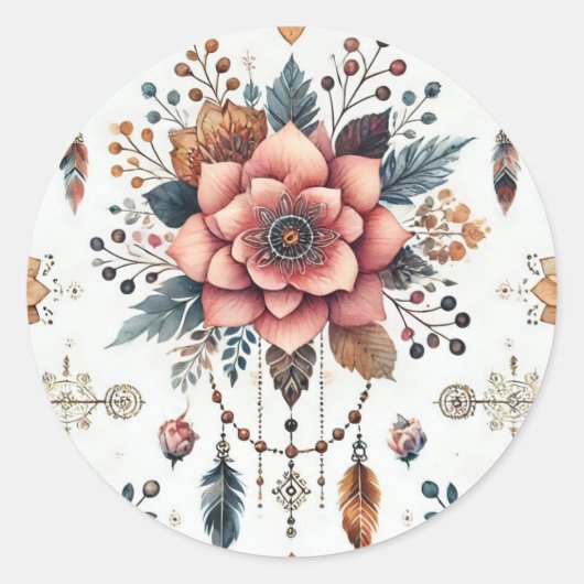 花と羽 ラウンドシール (正面)