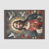 花と聖なる鳩を持つ昇天したイエス・キリスト 薄葉紙 (正面)