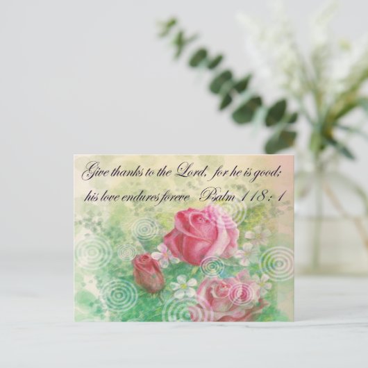 花と聖句 「ローズ」 ポストカード (スタンド正面)