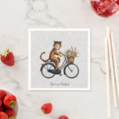 花と自転車とトラのナプキン スタンダードカクテルナプキン (インサイチュ)