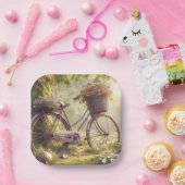 花と自転車のオリジナル紙皿 ペーパープレート (パーティー)