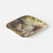 花と自転車のオリジナル紙皿 ペーパープレート (傾斜あり)