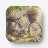 花と自転車のオリジナル紙皿 ペーパープレート (正面)