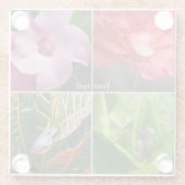 花と花の熱帯性小さな木のカエル葉 ガラスコースター (裏面)