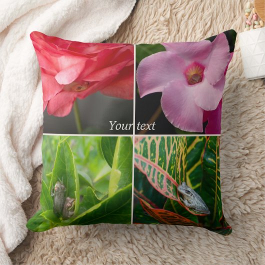 花と花の熱帯性小さな木のカエル葉 クッション (ブランケット)