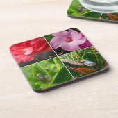 花と花の熱帯性小さな木のカエル葉 コースター (左側)