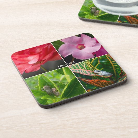 花と花の熱帯性小さな木のカエル葉 コースター (左側)