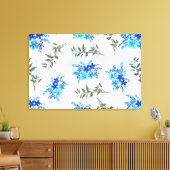 花と花の青い花束を持つパタ葉ン キャンバスプリント (インサイチュ (リビング))