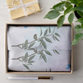 花と花の青い花束を持つパタ葉ン 薄葉紙 (ギフト)