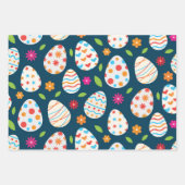 花と花を飾るイースター離れ卵 ラッピングペーパーシート (正面3)