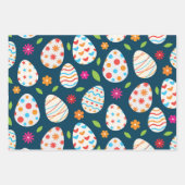 花と花を飾るイースター離れ卵 ラッピングペーパーシート (正面2)