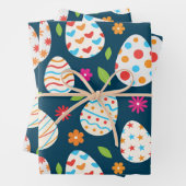 花と花を飾るイースター離れ卵 ラッピングペーパーシート (インサイチュ)