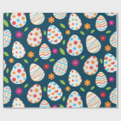 花と花を飾るイースター離れ卵 ラッピングペーパー (フラット)