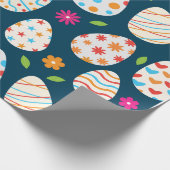 花と花を飾るイースター離れ卵 ラッピングペーパー (角)