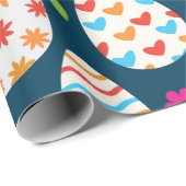 花と花を飾るイースター離れ卵 ラッピングペーパー (ロールコーナー)