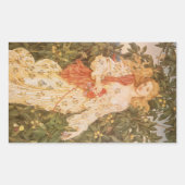 花と花弁の女神、フローラ by モーガン 長方形シール (正面)