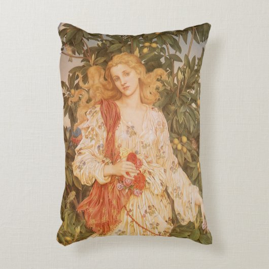 花と花弁の女神、フローラ（Morganによる) アクセントクッション (正面(垂直))