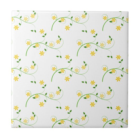 花と花飾り タイル (正面)