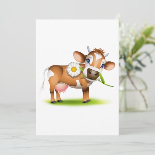 花と草が咲き乱れたかわいいマンガ乳牛 招待状 (スタンド正面)