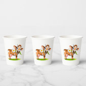 花と草が咲き乱れたかわいいマンガ乳牛 紙コップ