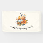 花と葉が咲く秋のカボチャ誕生日 横断幕 (横)