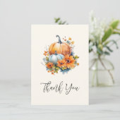 花と葉が咲く秋のカボチャ サンキューカード (スタンド正面)