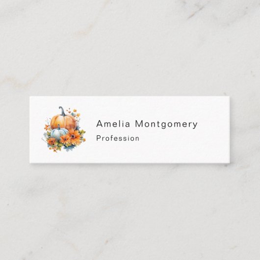 花と葉が咲く秋のカボチャ スキニー名刺 (正面)