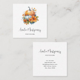 花と葉が咲く秋のカボチャ スクエア名刺