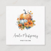 花と葉が咲く秋のカボチャ スクエア名刺 (正面)